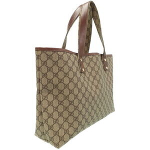 Gucci GG Tote Leather Plus Canvas Brown Bag Handbag